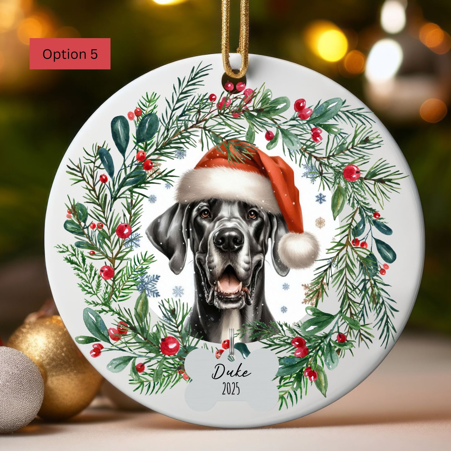 Personalized Great Dane Christmas Ornament