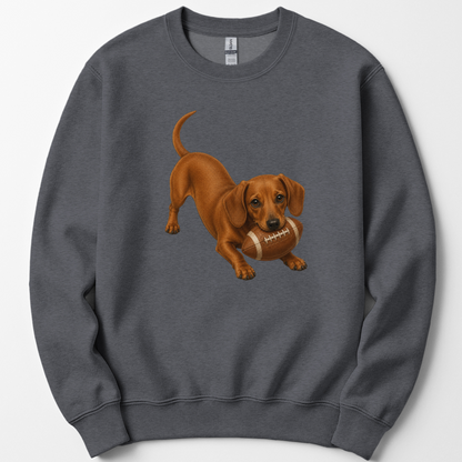 Red Dachshund Football Sweatshirt Dog Lover Game Day Crewneck Doxie Mom Gift
