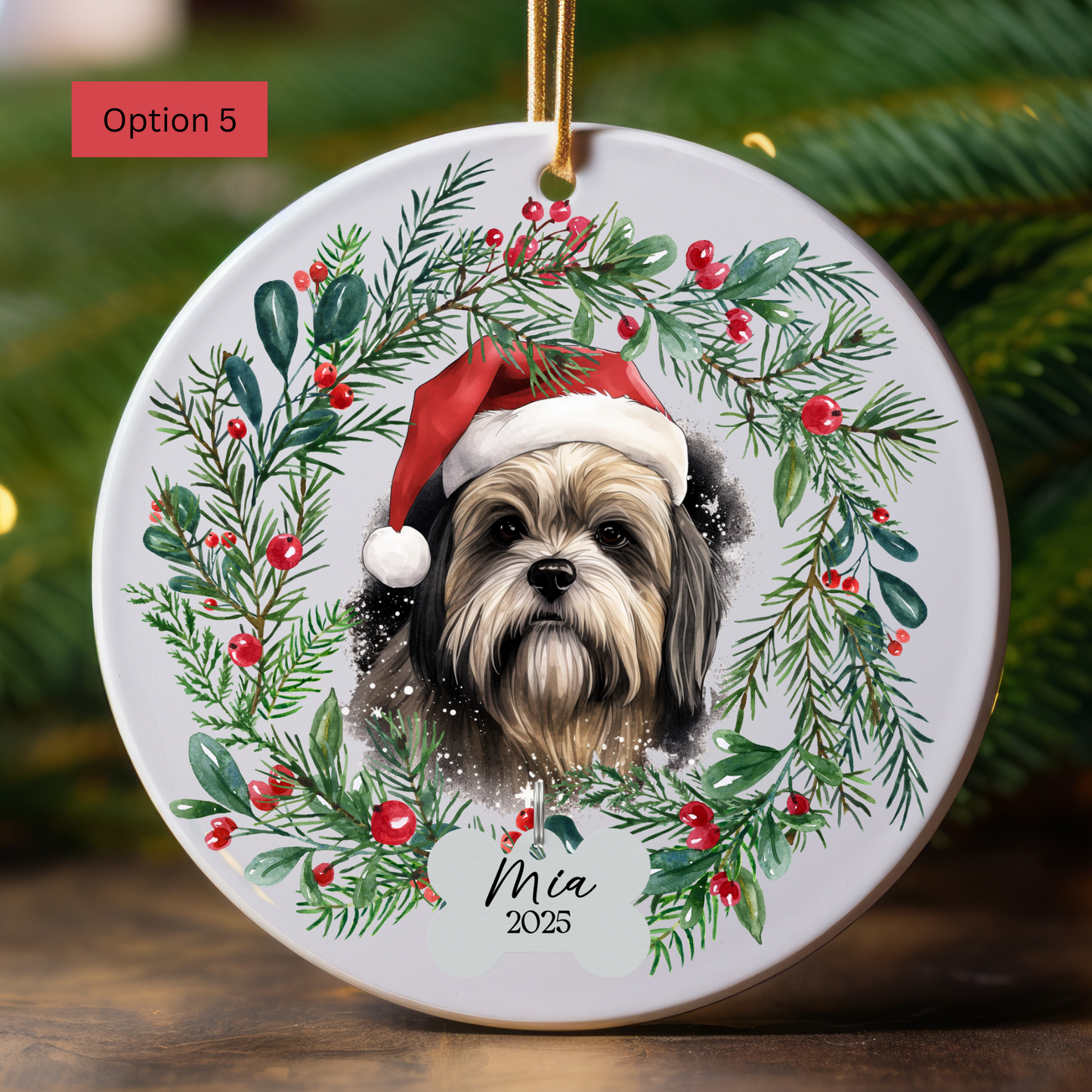 Personalized Shih Tzu Ornament, Custom Dog Christmas Keepsake, Customized Pet Name Ornament, Pet Memorial Ornament, Custom Dog Keepsake