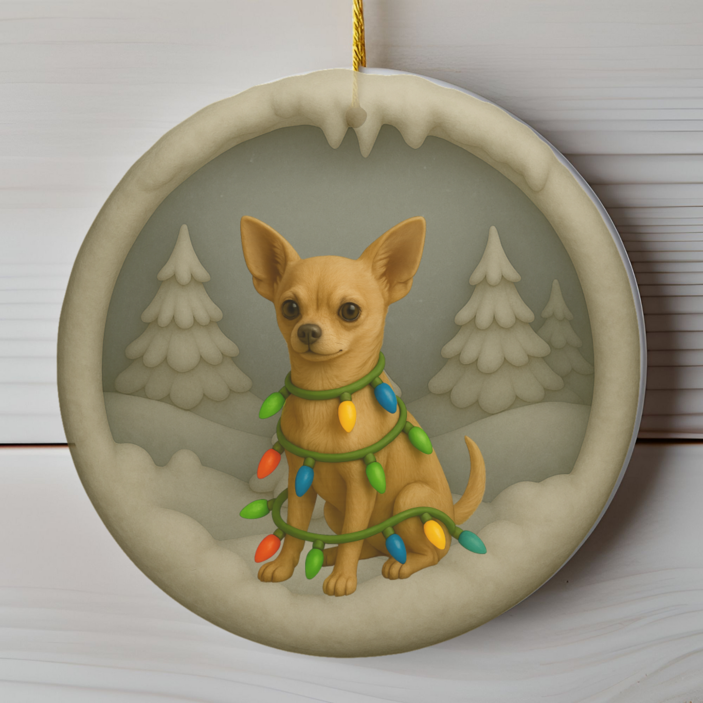 Personalized Chihuahua Christmas 3D Clay-Style Ornament