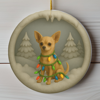 Personalized Chihuahua Christmas 3D Clay-Style Ornament