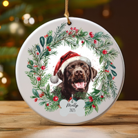 Load image into Gallery viewer, Personalized Chocolate Lab Wreath Ornament