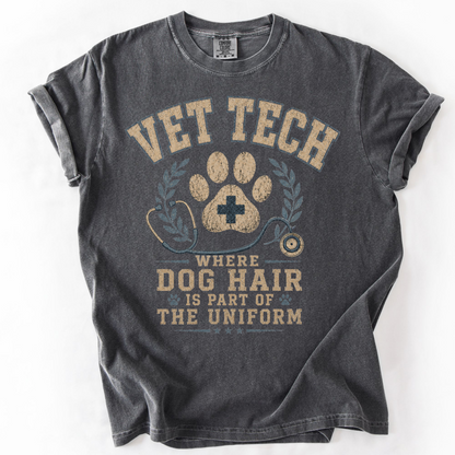 Vet Tech Shirt Dog Hair Uniform Tee Veterinary Technician Gift Vintage Vet Tech Tshirt