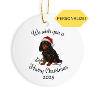 Load image into Gallery viewer, Black and Tan Cavalier King Charles Spaniel Ornament 2025, We Wish You a Hairy Christmas Ornament, Funny Dog Lover Gift, Pet Holiday
