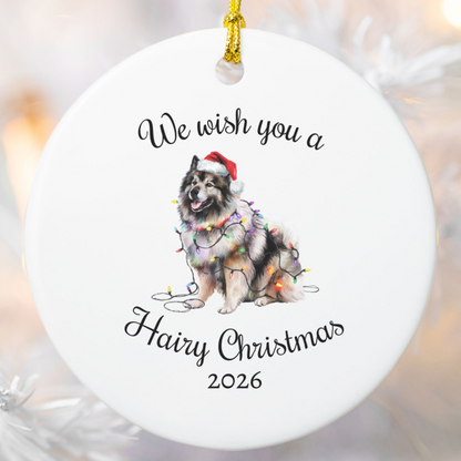 Christmas Keeshond Ornament, Christmas Lights Dog Keepsake