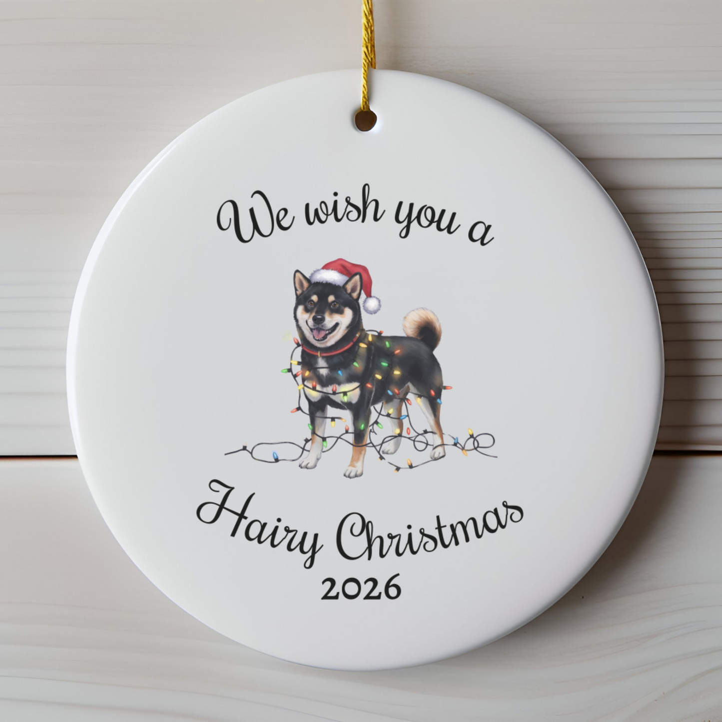 Christmas Black Shiba Inu Ornament, Christmas Lights Dog Keepsake