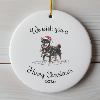 Christmas Black Shiba Inu Ornament, Christmas Lights Dog Keepsake