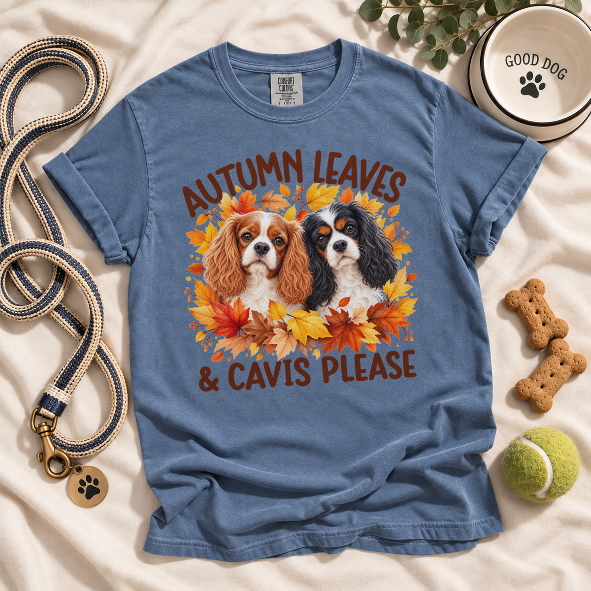 Cavalier King Charles Spaniel Autumn Leaves & Cavis Please Shirt