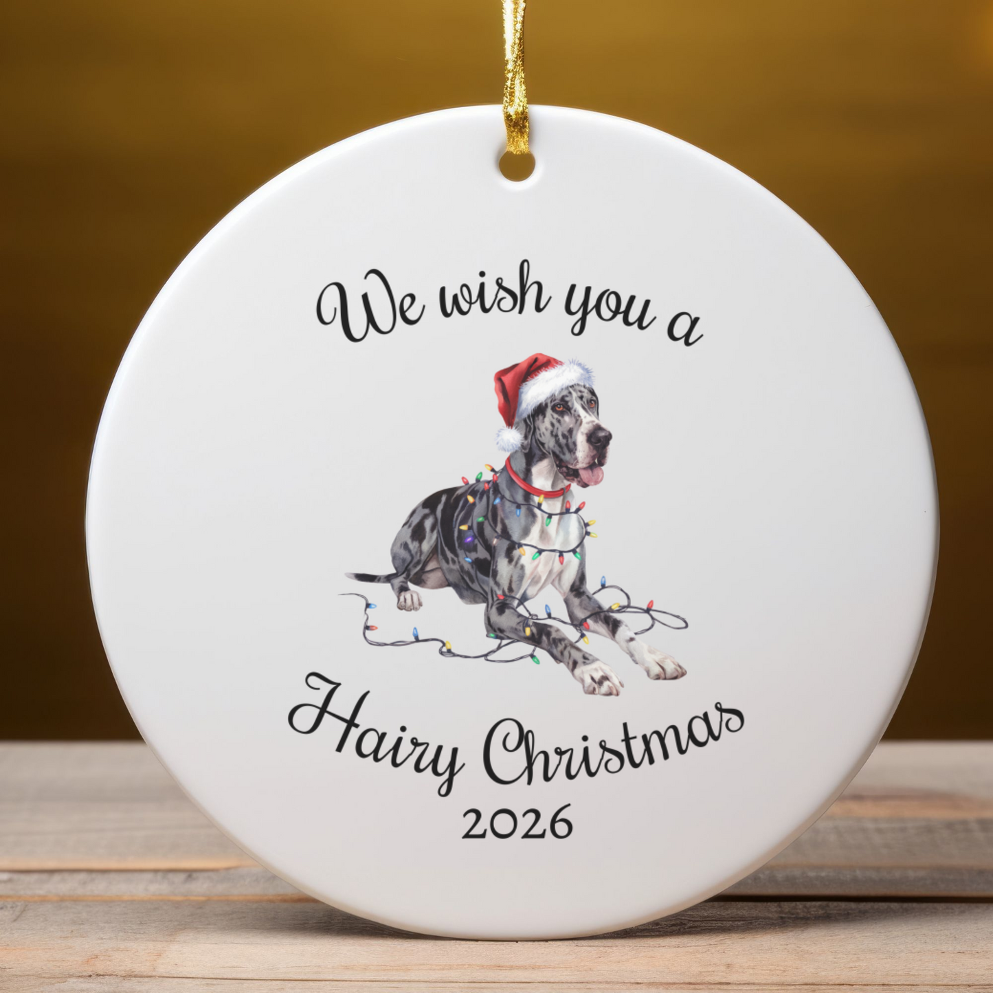 Christmas Great Dane Ornament, Christmas Lights Dog Keepsake