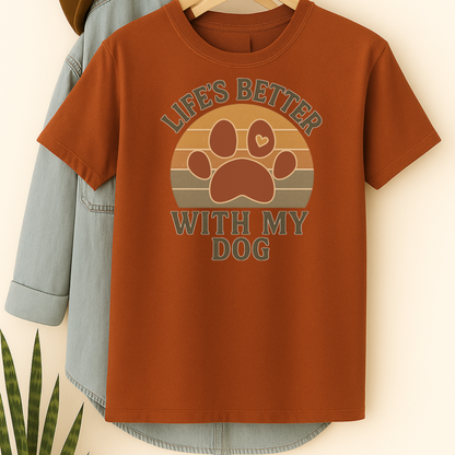 Life’s Better With My Dog Retro Paw Print Shirt