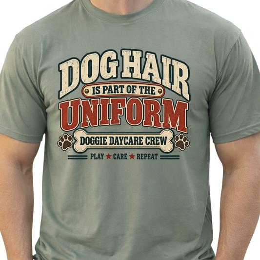 Dog Daycare Worker Shirt, Dog Hair Is Part of the Uniform, Funny Crew Tee