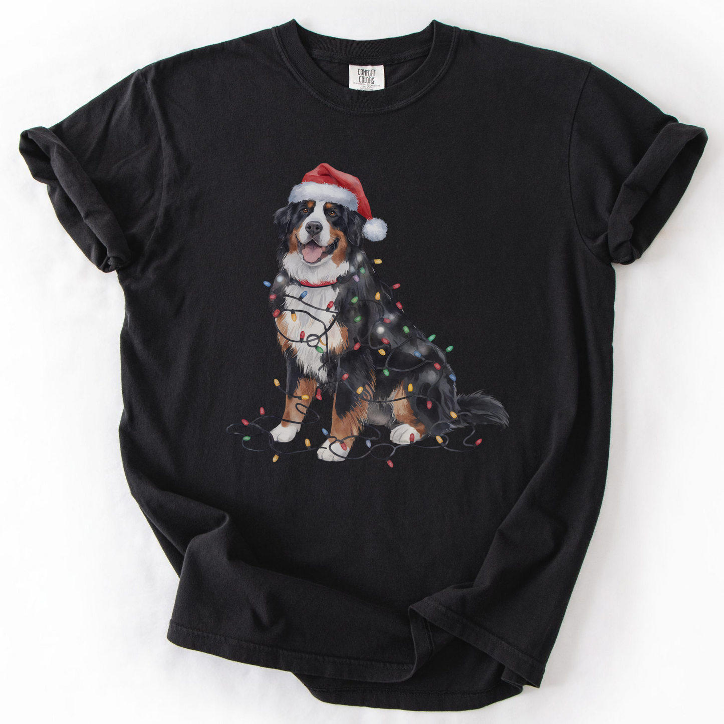 Bernese Mountain Dog Christmas Lights Shirt, Cozy Holiday Tee for Berner Lovers