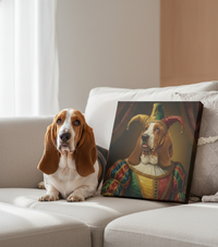 Load image into Gallery viewer, Personalized Jester Dog Portrait, Funny Custom Pet Art Canvas
