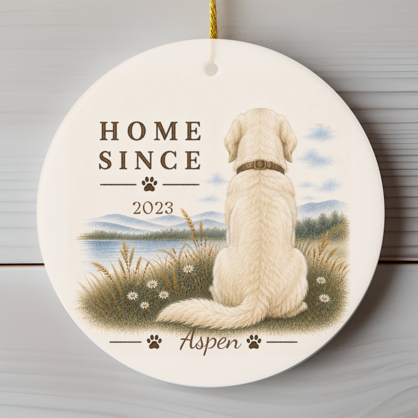 Personalized English Cream Golden Retriever Ornament, Double Sided Gotcha Day Gift, Custom Dog Keepsake