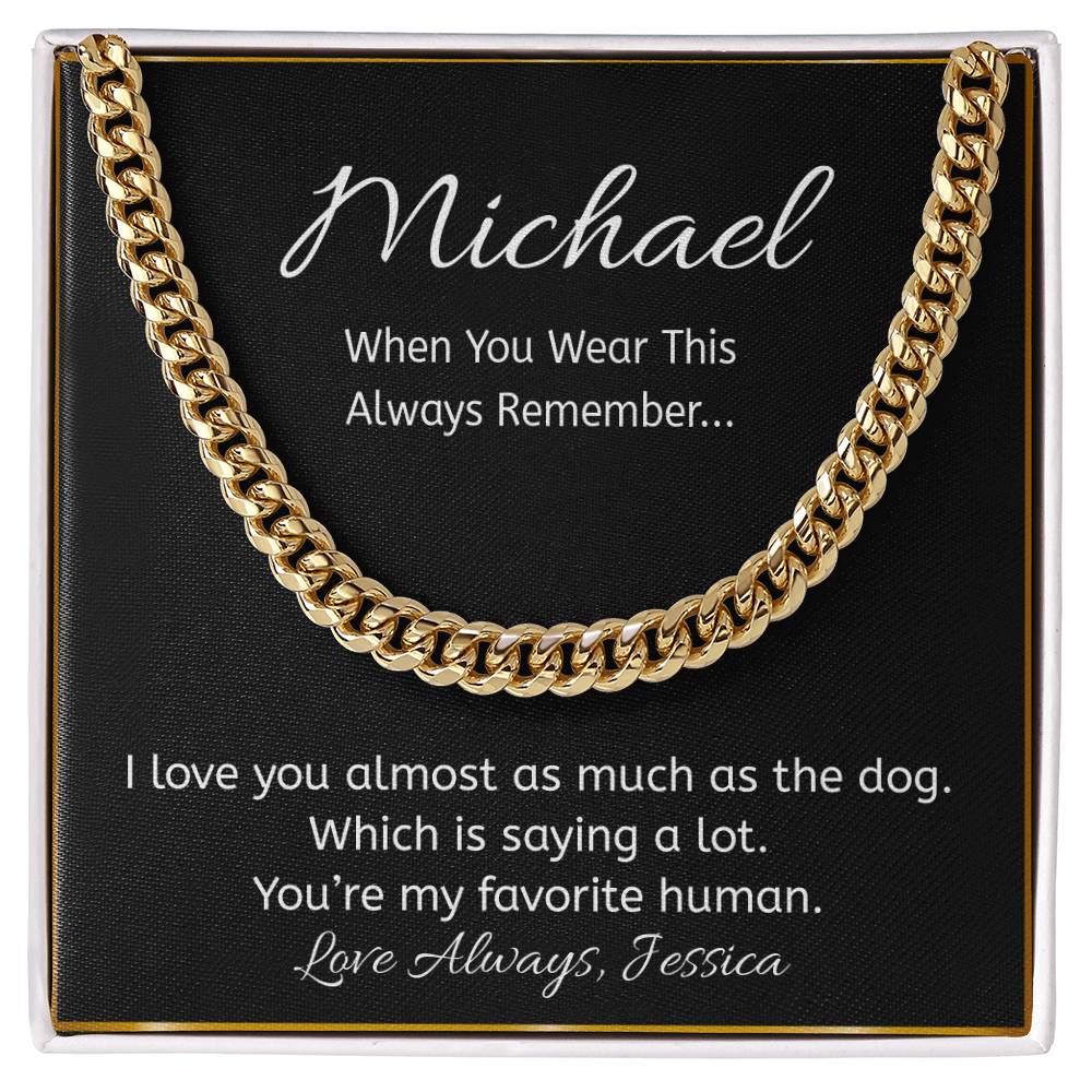 “Favorite Human” Dog Lover Gift Personalized Message Card Necklace