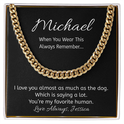 “Favorite Human” Dog Lover Gift Personalized Message Card Necklace