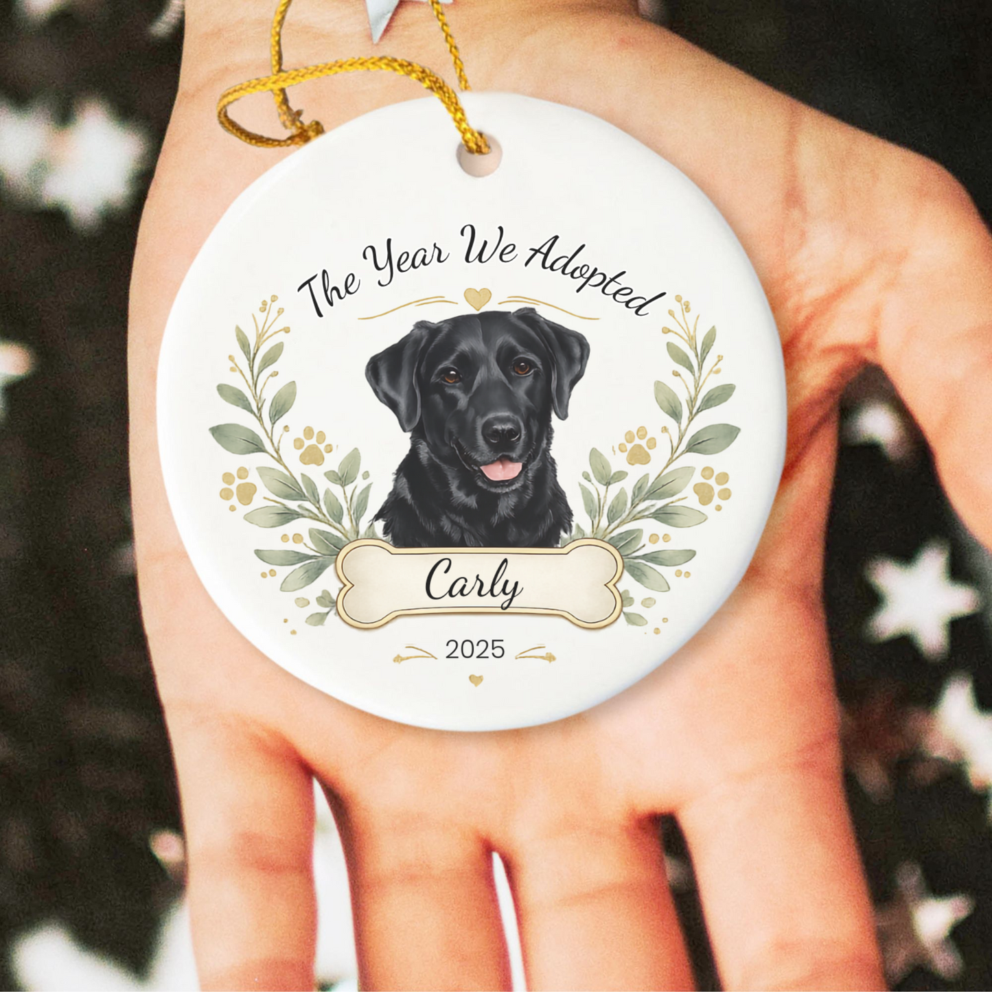 Personalized Adoption Dog Ornament, Custom Pet Christmas Keepsake Gift