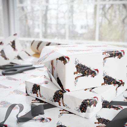 Doberman Pinscher Christmas Lights Wrapping Paper