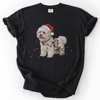 Bichon Frise Christmas Lights Shirt, Festive Holiday Tee for Fluffy Dog Lovers