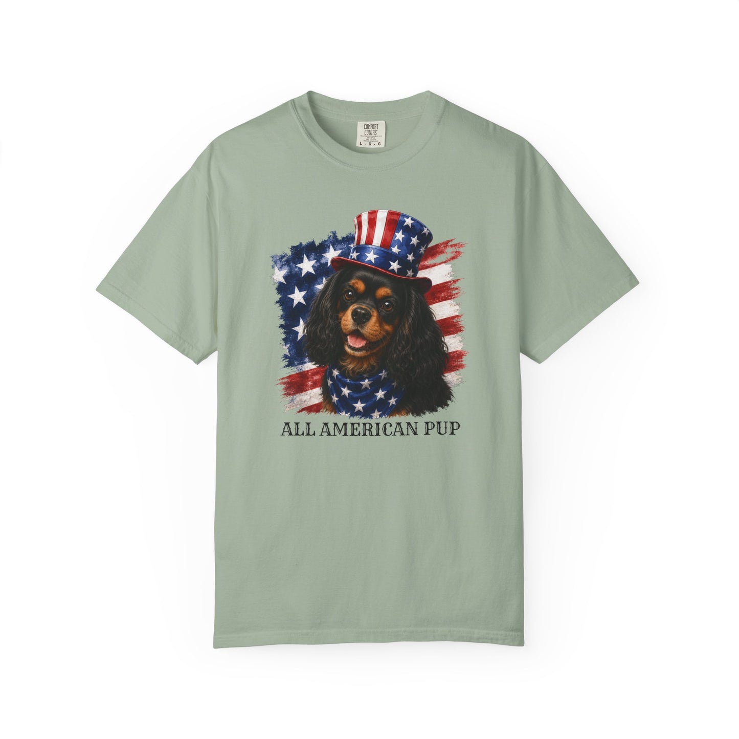 Patriotic Black and Tan Cavalier All American Pup Shirt