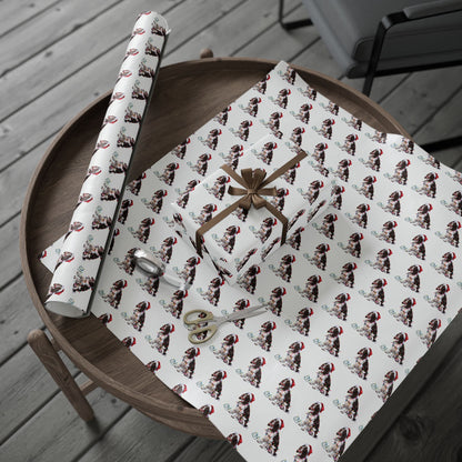 Brown Springer Spaniel Christmas Lights Wrapping Paper