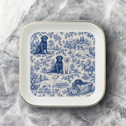 Labrador Retriever Jewelry Dish, Blue Toile Lab Ring Dish, Dog Lover Gift, Trinket Tray