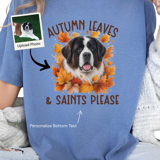 Custom Pet Photo Autumn Leaves Tee