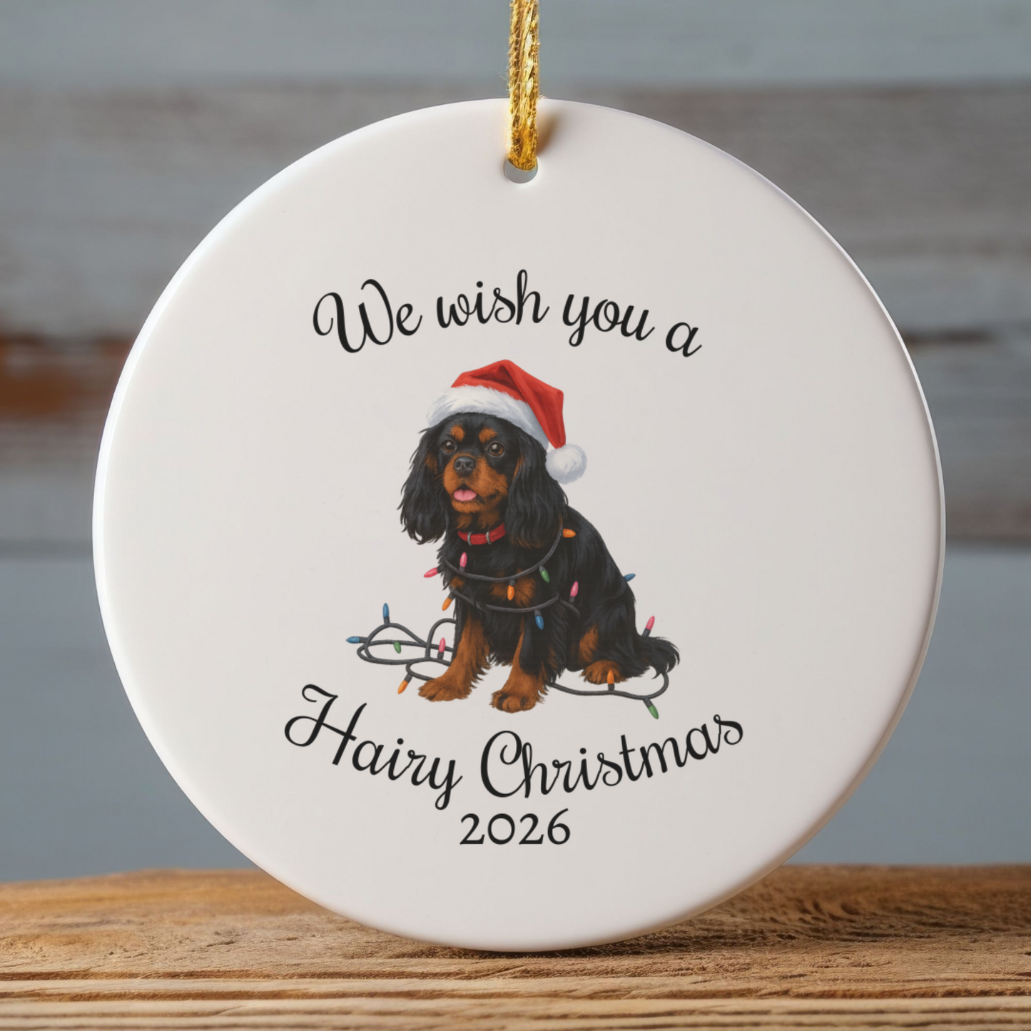Black and Tan Cavalier King Charles Spaniel Ornament, Funny Dog Lover Gift, Pet Holiday