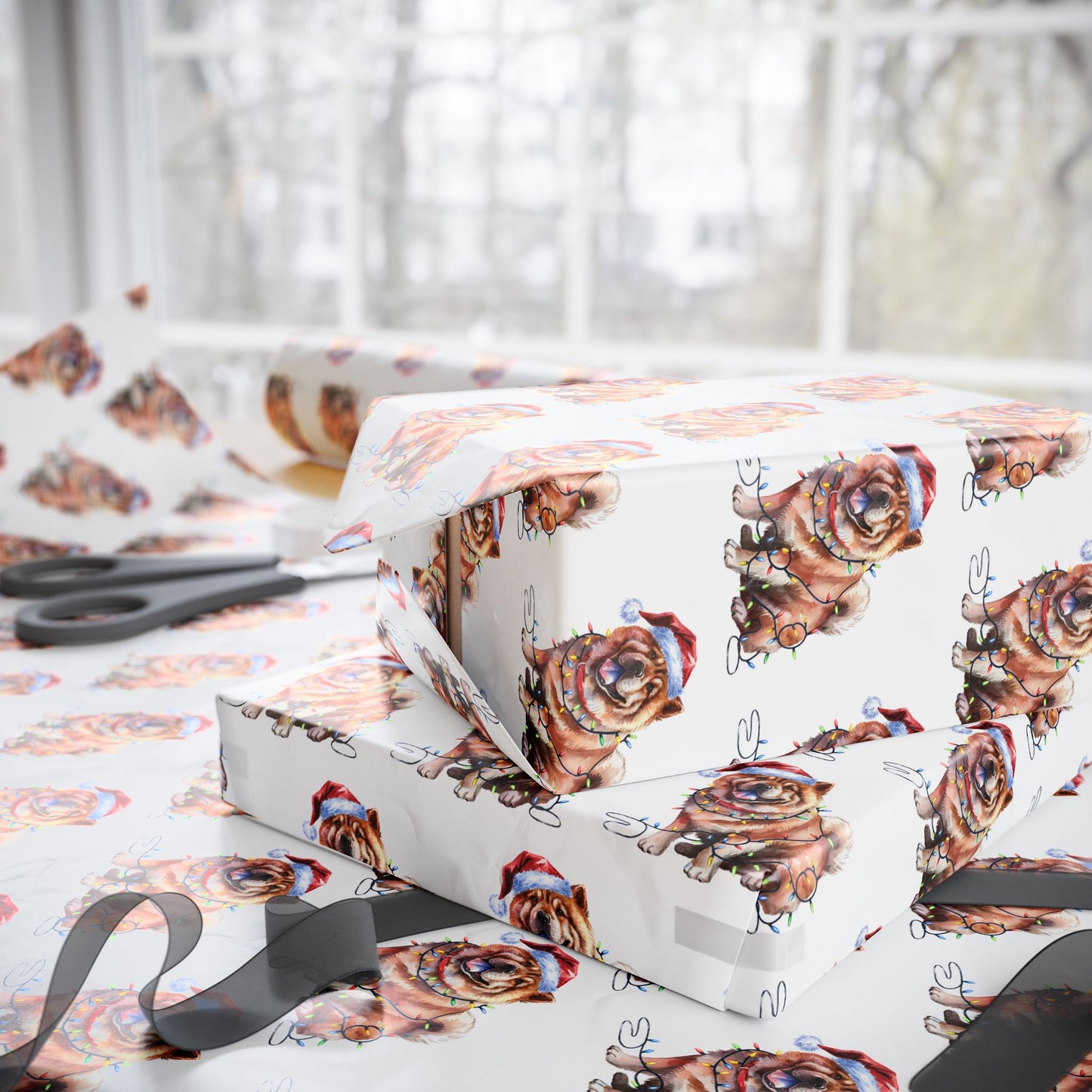 Chow Chow Christmas Lights Wrapping Paper