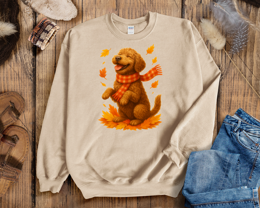 Portuguese Water Dog Autumn Shirt, Cozy Fall Dog Sweatshirt, Cute Brown Dog Lover Gift, Seasonal Apparel Pullover