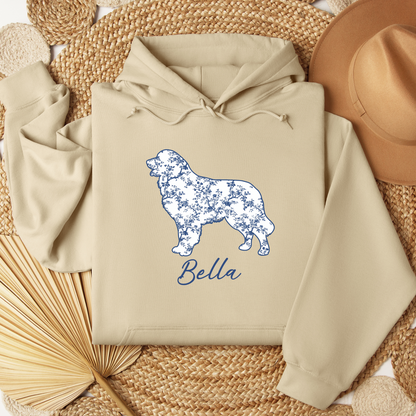 Custom Blue Floral Silhouette Dog Shirt/Hoodie/Tank - Personalize To Select Your Favorite Dog Breed