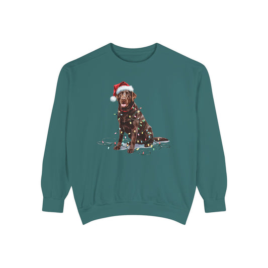 Christmas Chocolate Labrador Sweatshirt, Christmas Lights Dog Tee, Christmas Dog Sweatshirt, Lab Mom Sweatshirt, Gift for Dog Lover