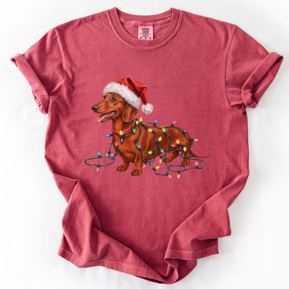 Red Dachshund Christmas Lights Shirt