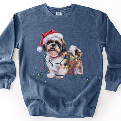 Shih Tzu Christmas Lights Sweatshirt, Festive Dog Mom Apparel