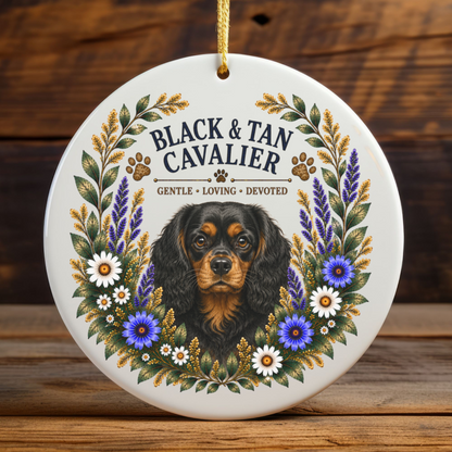 Black and Tan Cavalier Ornament, Cavalier King Charles Spaniel Gift, Dog Lover Keepsake
