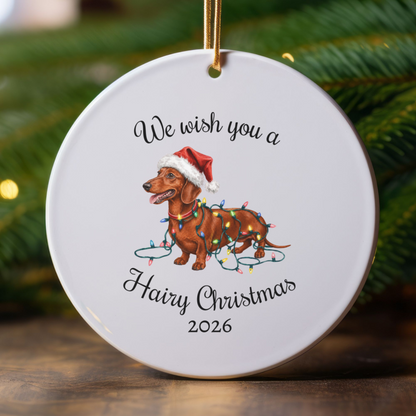Red Dachshund Christmas Lights Ornament