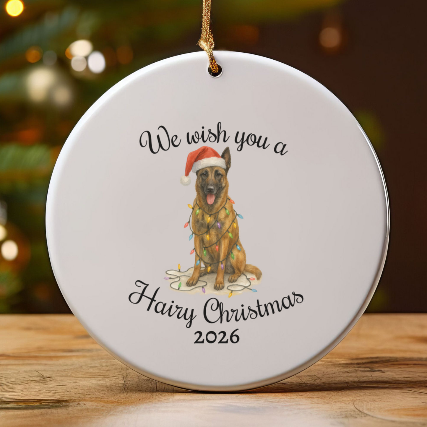 Christmas Belgian Malinois Ornament, Dog Lover Christmas Gift, Ceramic Tree Decoration, Holiday Keepsake, Personalized