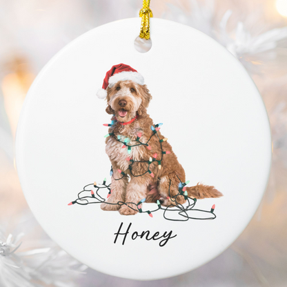 Personalized Goldendoodle Ceramic Ornament, Dog Lover Holiday Keepsake, Festive Xmas Tree Decoration