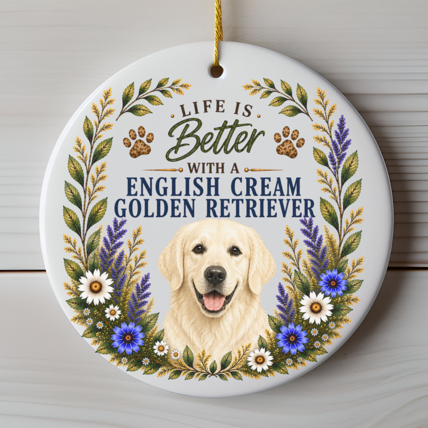 English Cream Golden Retriever Ornament, Dog Lover Gift, Golden Retriever Mom Keepsake