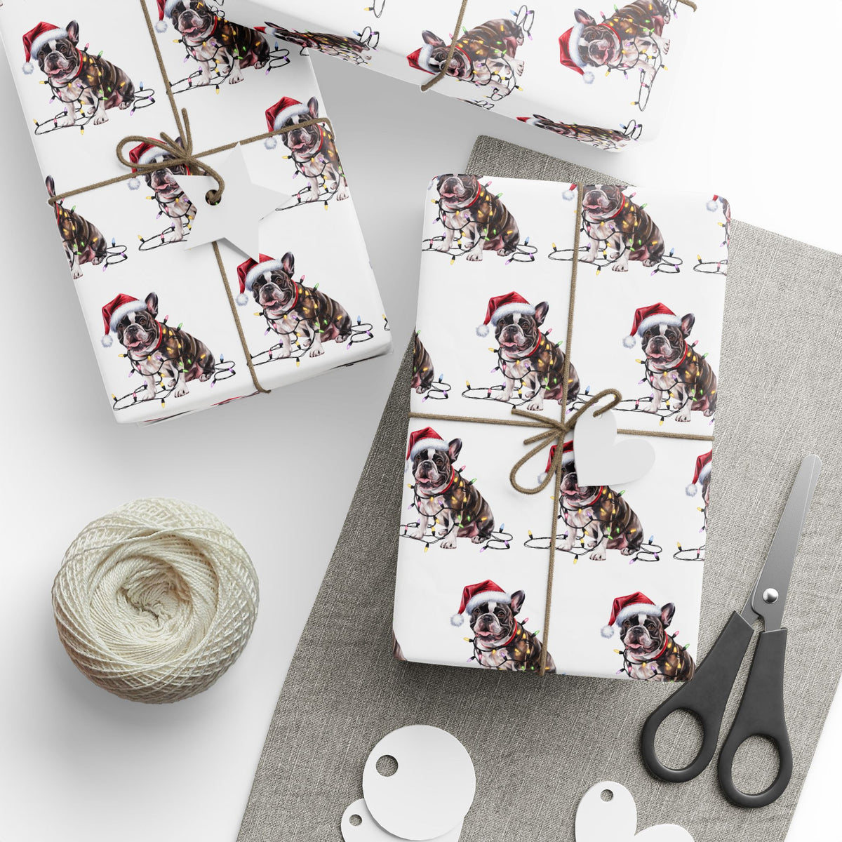 French Bulldog Christmas Lights Wrapping Paper