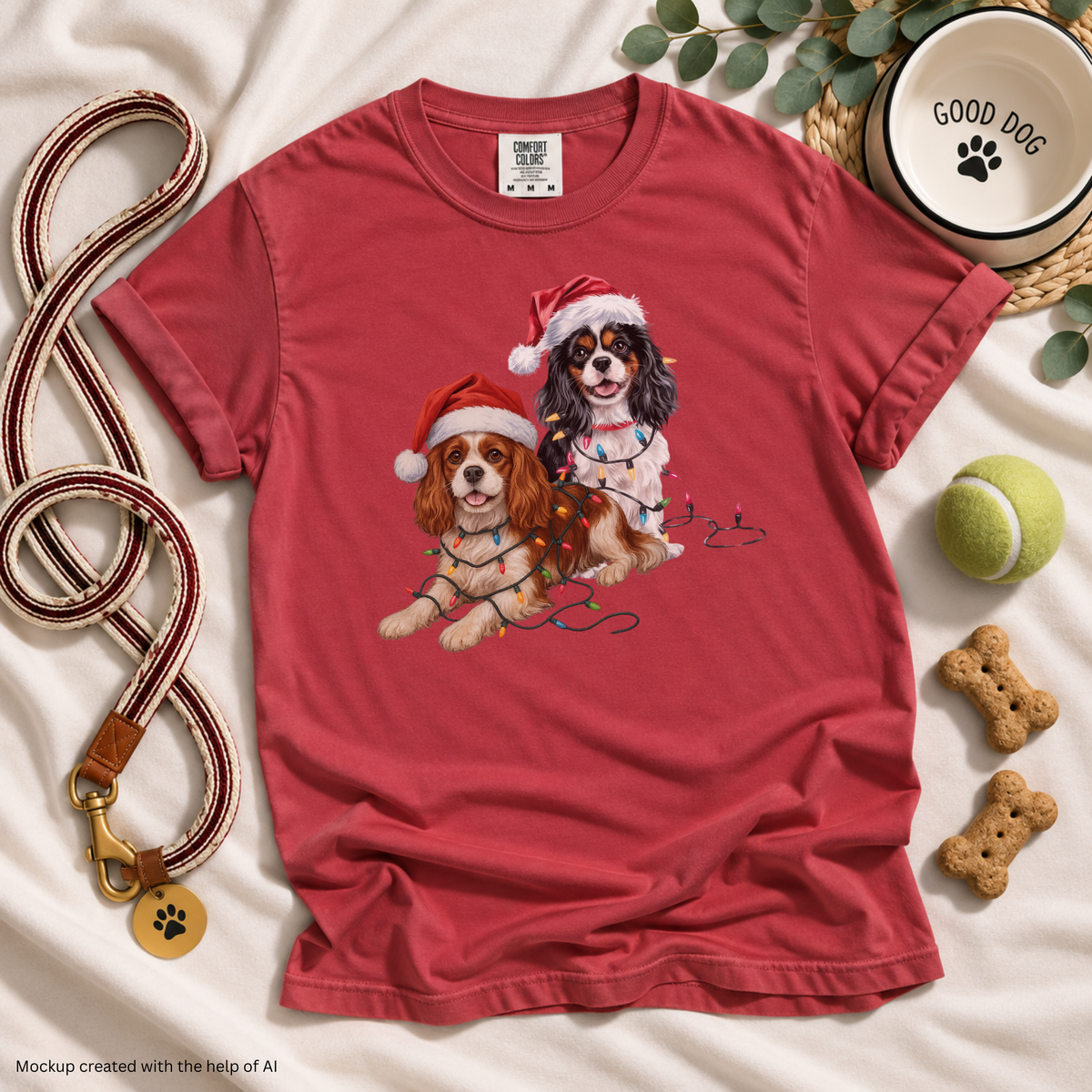 Cavalier King Charles Spaniel Christmas Shirt, Blenheim Tricolor Cavalier Holiday Tee, Gift for Dog Moms