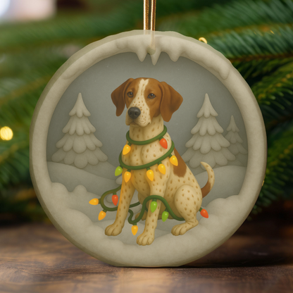 Personalized English Pointer Christmas Ornament, 3D Clay-Style Dog Keepsake with Lights