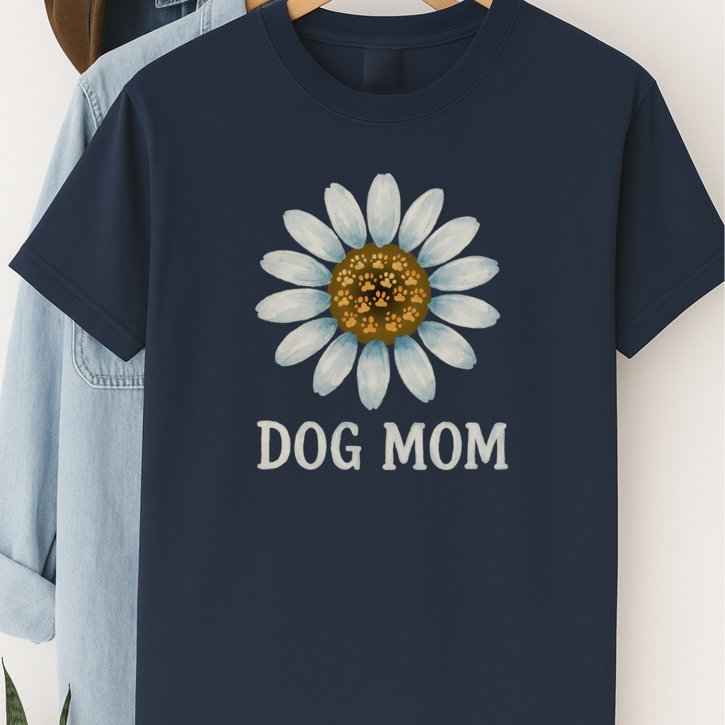 Dog Mom Shirt with Paw Print Flower Cute Pet Lover Tee Dog Mama Gift Floral Dog Mom T-Shirt Dog Mothers Day T-Shirt