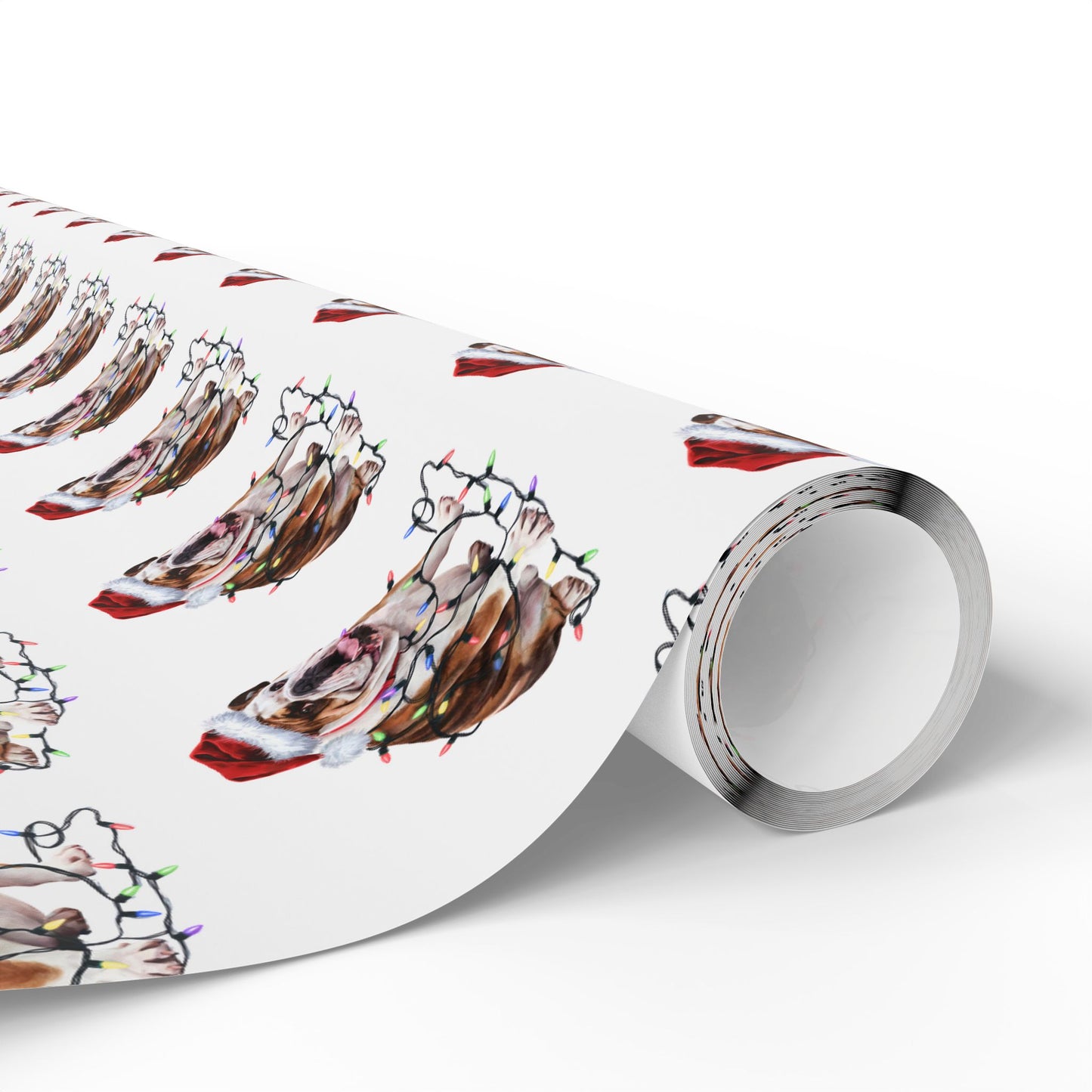 Bulldog Christmas Lights Wrapping Paper