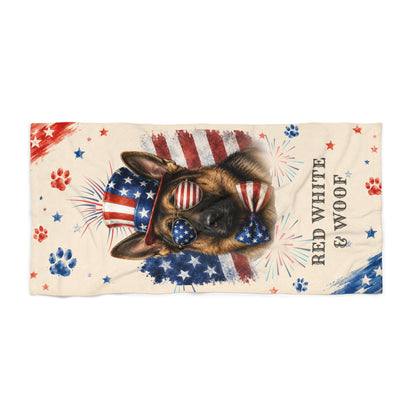 German Shepherd Patriotic Beach Towel