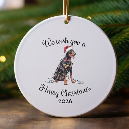 Christmas Doberman Ornament, Christmas Lights Dog Keepsake
