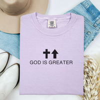 Load image into Gallery viewer, God Is Greater Shirt, Tank or Hoodie – Christian Apparel with Cross &amp; Arrow – Inspirational Faith-Based Gift for Women
