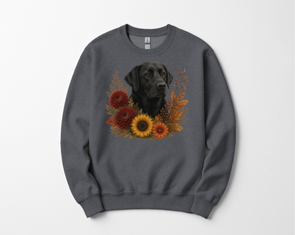 Black Labrador Autumn Floral Sweatshirt