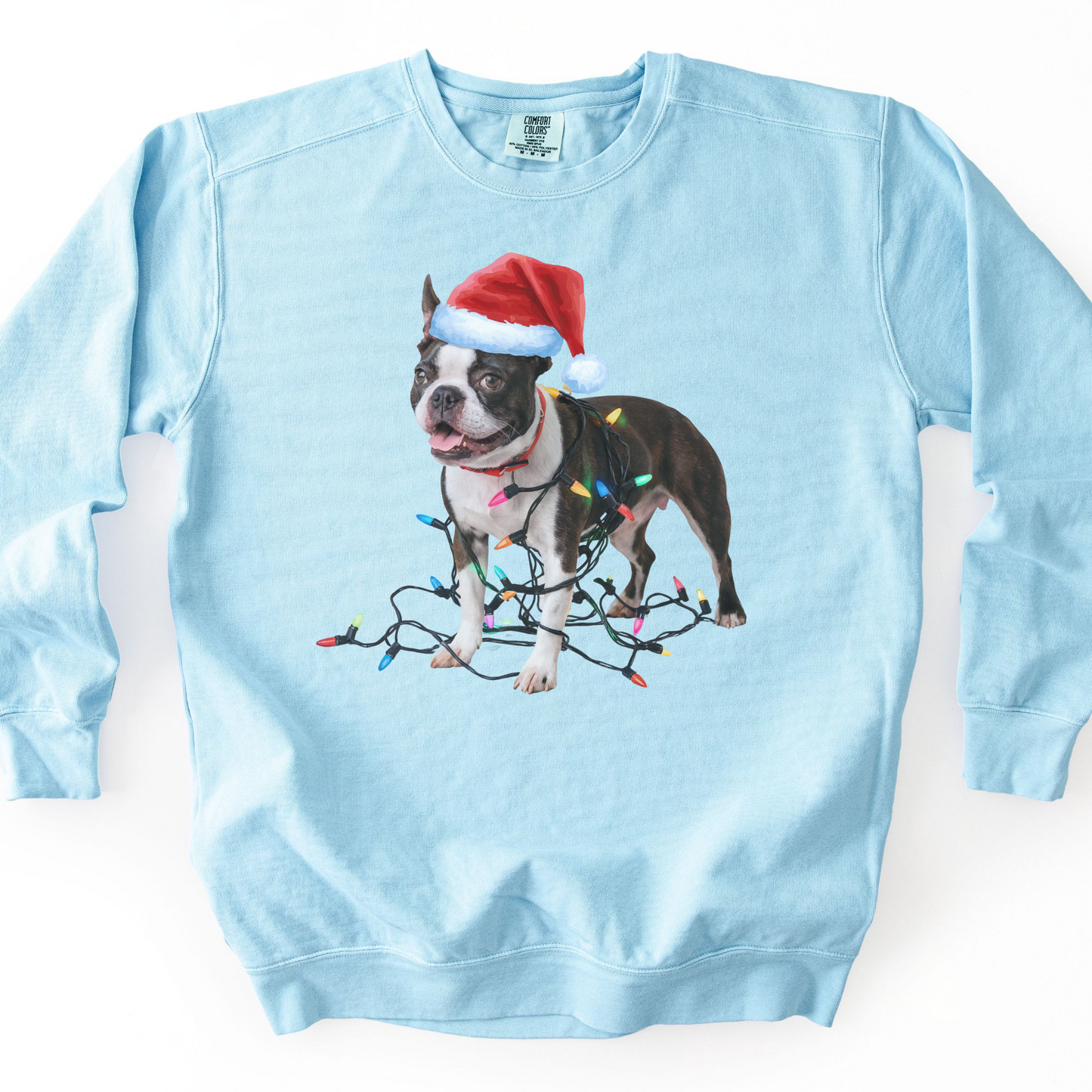 Boston Terrier Christmas Lights Sweatshirt