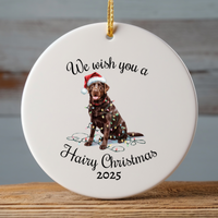 Load image into Gallery viewer, Christmas Chocolate Labrador Ornament, Christmas Lights Dog Keepsake
